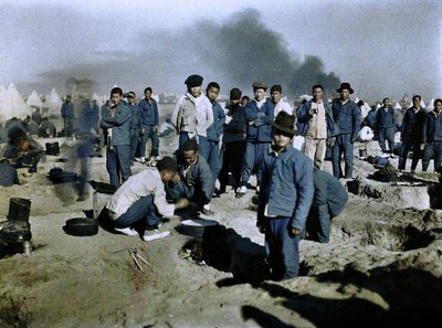 A camp of workers from the British Chinese Labour Corps recruited to participate in the Middle East campaign, Egypt, 1917 by Paul Castelnau